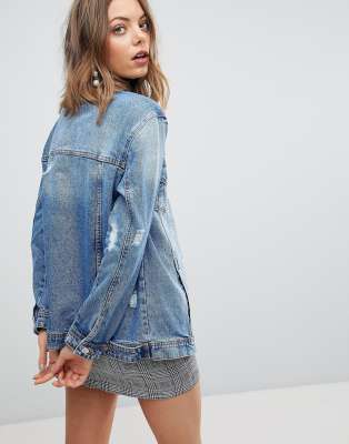 oversized distressed denim shirt