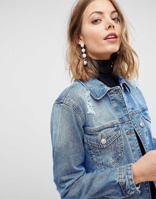 Asos distressed best sale denim jacket