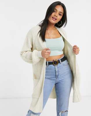 Stradivarius oversized edge to edge soft cardigan in beige