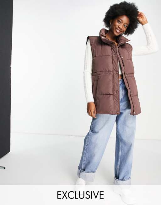 Stradivarius - Oversized foret vest i chokoladebrun 