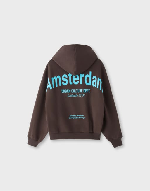 Stradivarius Oversized graphic sweatshirt in brown, 7 of 7
