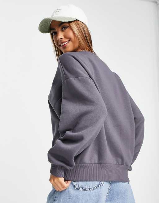 Stradivarius oversized graphic sweatshirt in charcoal gray