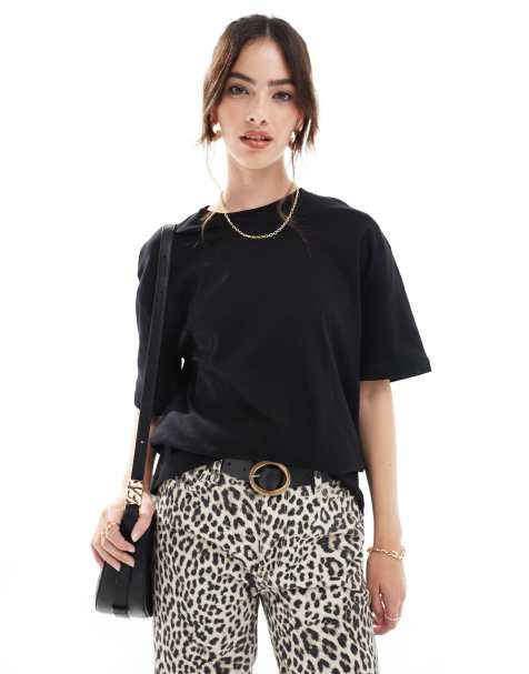 Stradivarius oversized heavy cotton t-shirt in black - view 1
