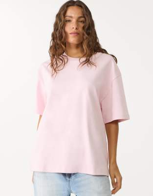 Stradivarius oversized heavyweight t-shirt in pastel pink - view 1