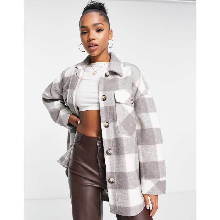 Kariert Stradivarius Kurzmantel Grau Blazer Mantel Rosa Bunt