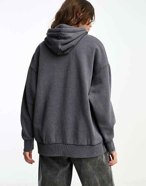 Stradivarius oversized graphic sweatshirt in charcoal gray