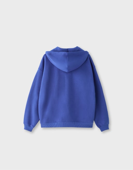 Stradivarius oversized hættetrøje med print i elektrisk blå, 6 af 6