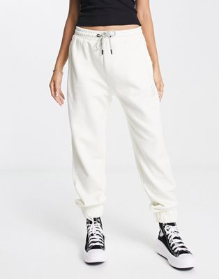 Stradivarius oversized jogger with A embroidery in ecru co-ord