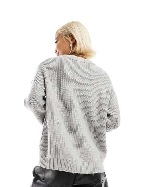 Grey oversized hot sale knitted jumper