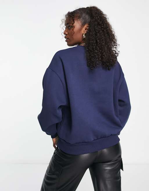 Stradivarius oversized LA embroidered sweatshirt in navy