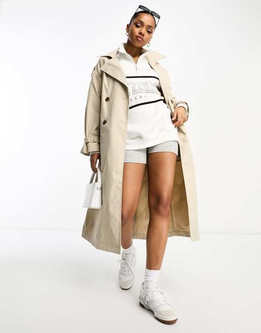 ASOS EDITION trench coat with tie in ecru