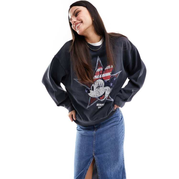 Disney World Girls XL Size 14 Minnie Mouse Hoodie Gray Navy Blue