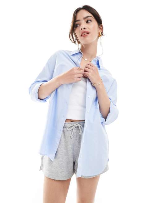 Stradivarius - Oversized overhemd in blauw