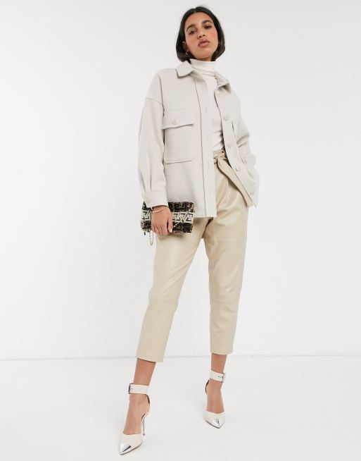Stradivarius Oversized overhemdjack in beige
