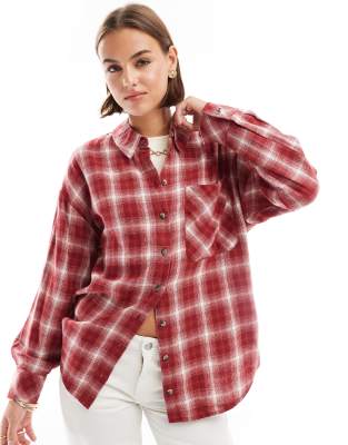 oversized plaid shirt in red