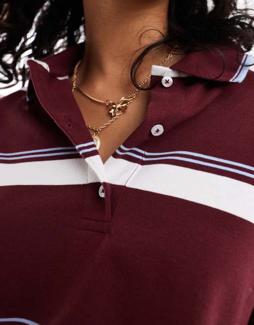 Polo shirt maroon and white best sale