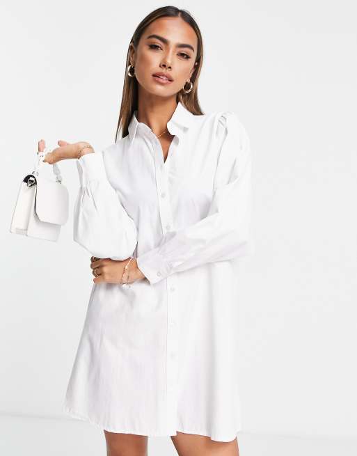 Stradivarius white 2024 shirt dress