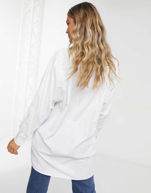 Stradivarius white 2024 shirt dress