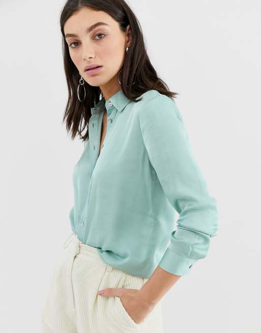 Stradivarius oversized satin shirt in | ASOS