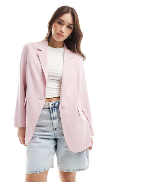Stradivarius oversized single breasted blazer in pink - view 1