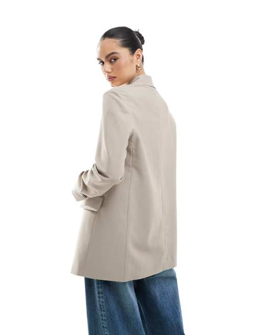 Stradivarius - Oversized single breasted blazer in taupe, 3 van 4