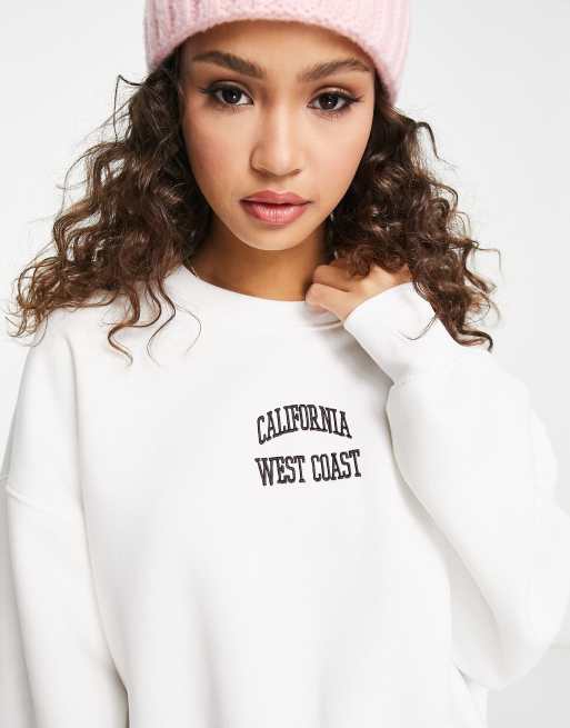 White slouchy sweatshirt hot sale