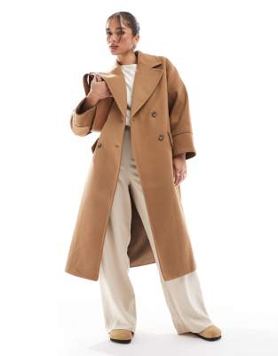 oversized soft touch coat in camel-Neutral