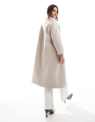Stradivarius oversized soft touch coat in ecru