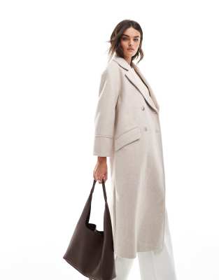 Stradivarius oversized soft touch coat in ecru