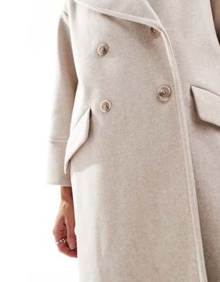 Stradivarius oversized soft touch coat in ecru