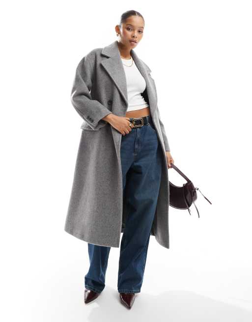 Stradivarius oversized soft touch coat in gray