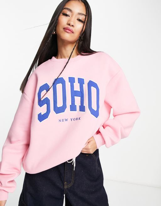 Stradivarius oversized soho sweatshirt in pink ASOS