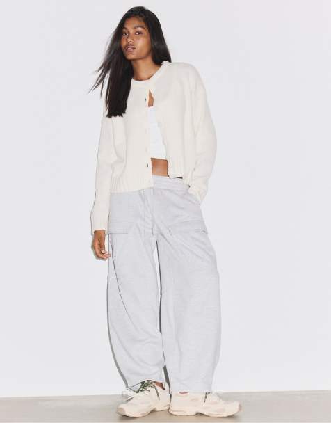 Stradivarius oversized strikket cardigan i ecru - view 1