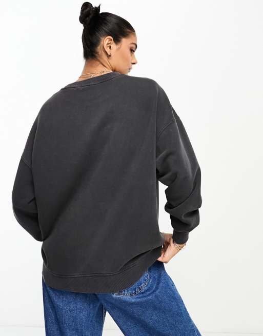 Stradivarius slouchy sweatshirt in black