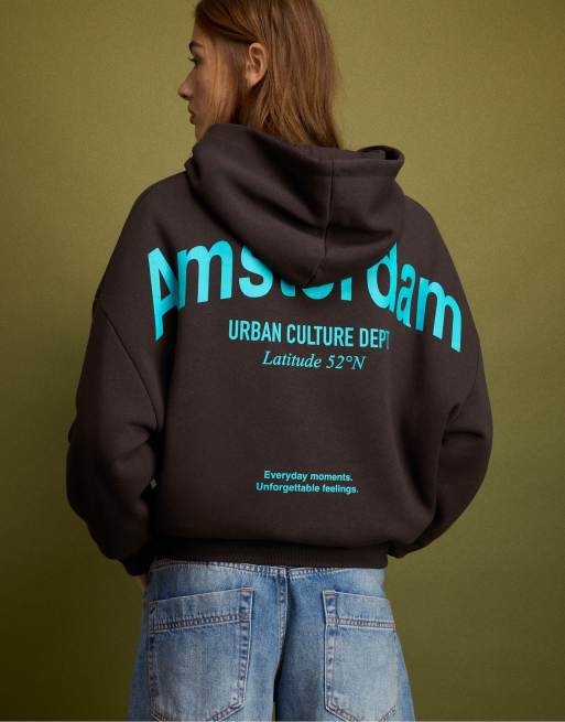 Stradivarius oversized sweatshirt med grafik i brun, 3 af 7