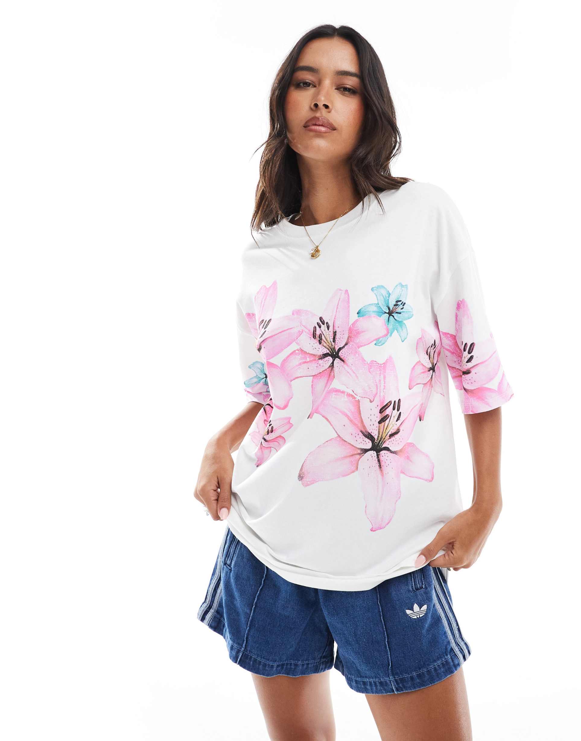 stradivarius oversized t-shirt in flower print