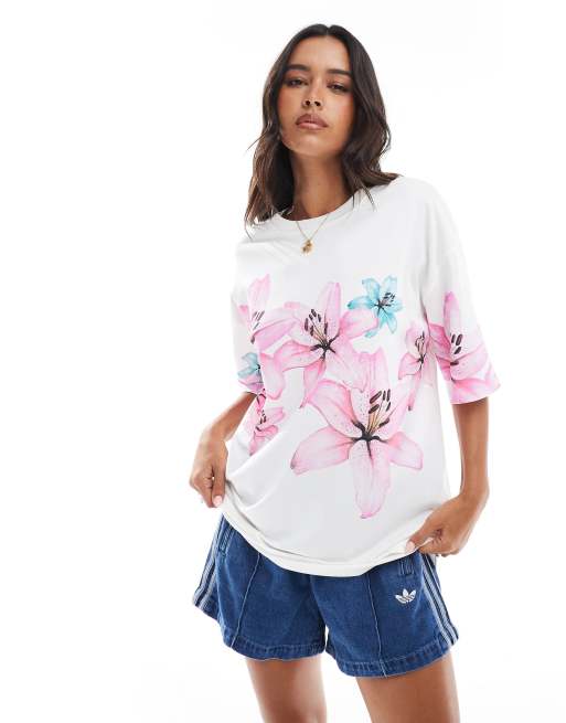 Stradivarius - Oversized T-shirt med blomsterprint