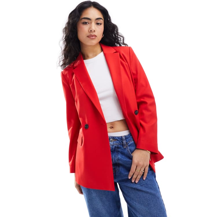 Stradivarius oversized tailored blazer in red | ASOS