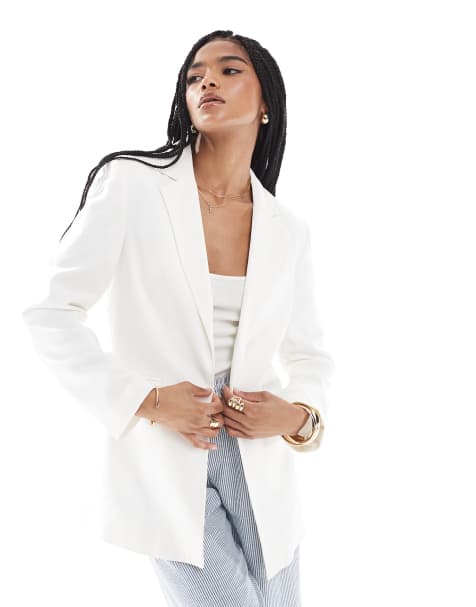 Stradivarius oversized tailored blazer in white - view 1