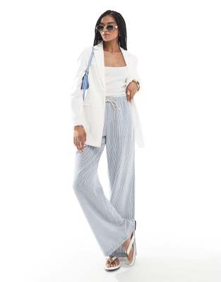 Stradivarius oversized tailored blazer in white