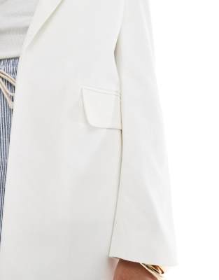 Stradivarius oversized tailored blazer in white