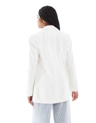 Stradivarius oversized tailored blazer in white