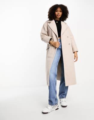 Stradivarius Oversized Tailored Coat In Ecru-white