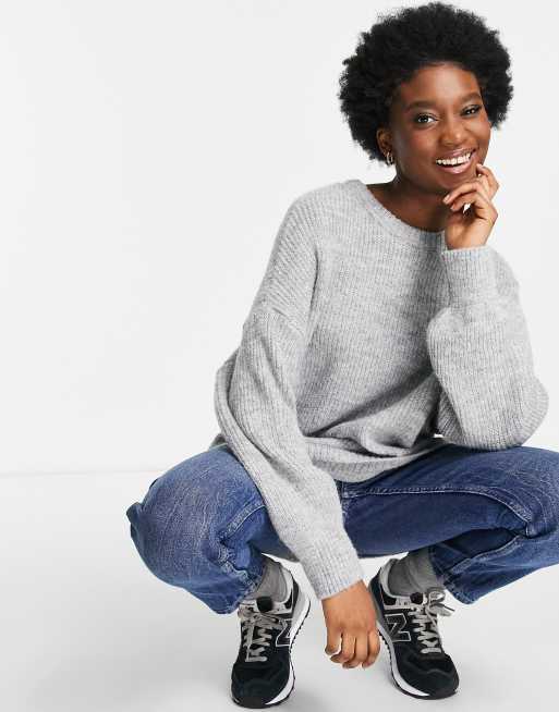 Stradivarius - Oversized trui in grijs 
