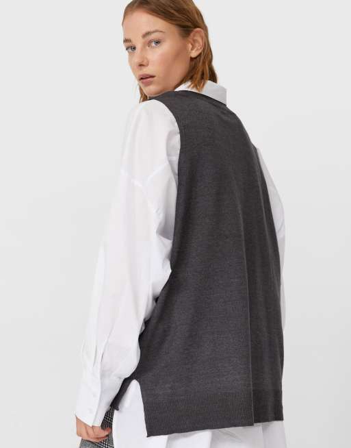 Chaleco punto best sale gris stradivarius