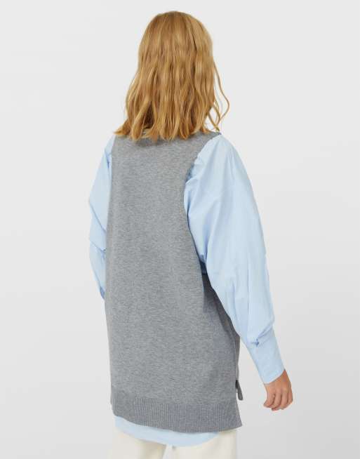 Chaleco punto gris discount stradivarius