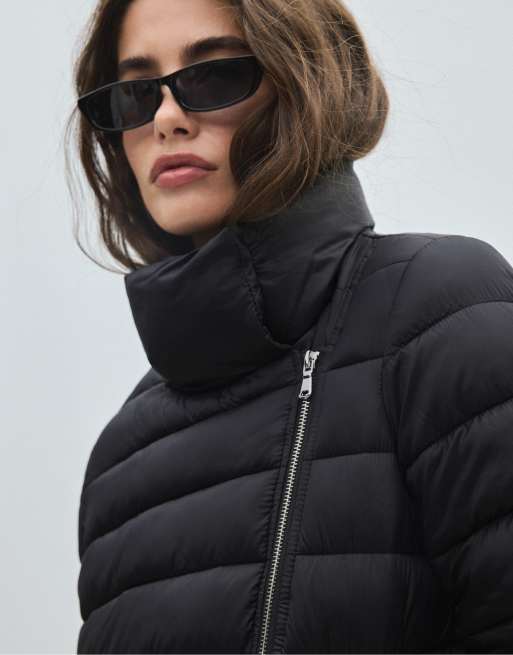 Stradivarius Padded biker jacket in black, 4 of 7