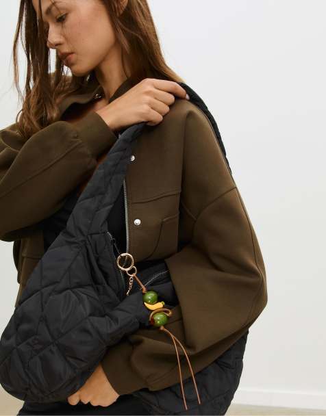 Stradivarius Padded fabric bag in black - view 1