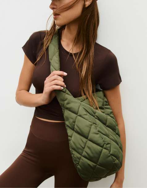 Stradivarius Padded fabric bag in khaki - view 1