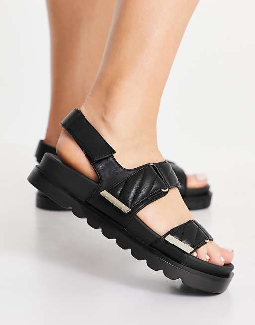 Stradivarius padded grandad sandal in black